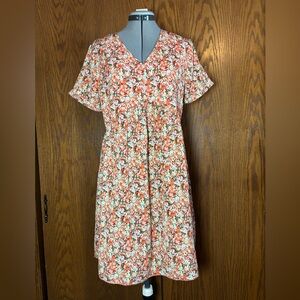 Prettygarden Floral Midi Dress in Orange and White - size Small